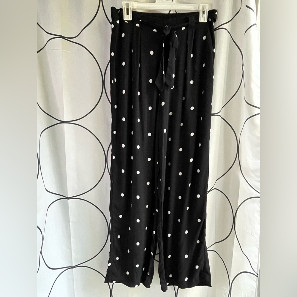 Primark Black and White Polka Dot Wide Leg Pants | Women’s Size 12